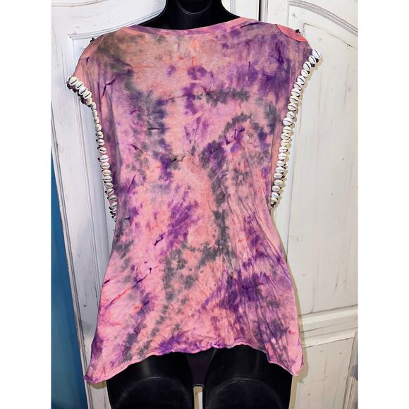 RARE SPELL DESIGNS & THE GYPSY COLLECTIVE HANALEI TIE DYE COWRIE SHELL TANK - Picture 5 of 16